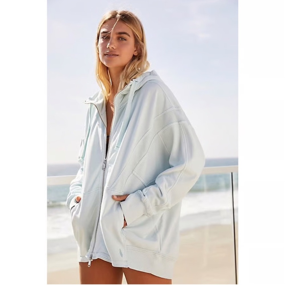 Free People movement Light blue zipper hoodie